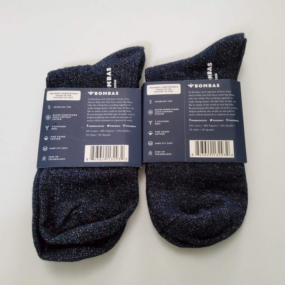 Bombas Women's Ribbed Dress Sparkle Quarter Socks Lot Of 6 Size M (8-10.5) - Picture 3 of 5